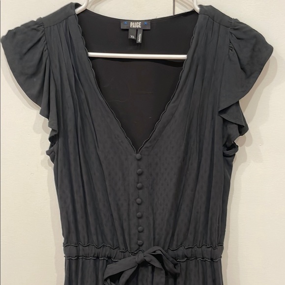 PAIGE Dresses & Skirts - PAIGE Black Flutter-Sleeve Tie-Waist Tiered Mini Dress